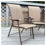 (6pc) PATIO CHAIRS |  A set of six outdoor folding arm chairs; h. 38-1/2 x w. 24 x d. 30 in. [can be