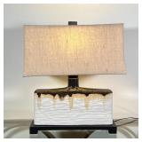 UTTERMOST POTTERY TABLE LAMP | Uttermost "Adelanto" antiqued ivory ceramic glazed table lamp, Southw
