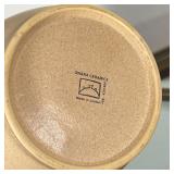 Qwara Ceramics, made in Jordan, including a low bowl (dia. 7-1/4 in.) and a matching vase (h. 7-3/4 