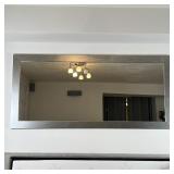 LARGE SILVERED WALL MIRROR | Made in USA, flat glass mirror in a silvered frame; overall 30-1/2 x 65