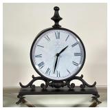 MANTEL CLOCK | "Cafe des Marguerites" scrollwork clock; h. 14 x w. 12 in.