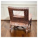 McGUIRE LEATHER LATTICE CHAIR | Side chair with lattice leather strapwork, with a velvet upholstered