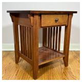 STICKLEY STYLE SIDE TABLE | Arts & crafts wood side table with single drawer and lower shelf; h. 22 