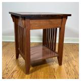 STICKLEY STYLE SIDE TABLE | Arts & crafts wood side table with single drawer and lower shelf; h. 22 