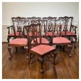 (8pc) BAKER CHIPPENDALE STYLE CHAIRS | A set of carved wood dining chairs by Baker Furniture, compri