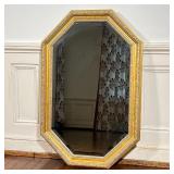 OCTAGONAL WALL MIRROR | Carolina Mirror Company, beveled glass octagonal mirror in a gilt frame; 35 