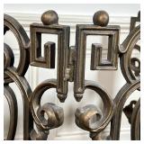 BRONZED METAL FIRE SCREEN | Antique style with key motifs, in five hinged sections; each panel h. 28
