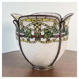 STAINED GLASS LAMP SHADE | Colorful textured glass shade, with hooks for hanging and holes for mount