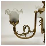 ANTIQUE CHANDELIER | With sculpted textured glass shades and ribbon motifs