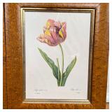(4pc) REDOUTE FLORAL ENGRAVINGS | P.J. Redoute floral engravings in burlwood frames; each overall 12