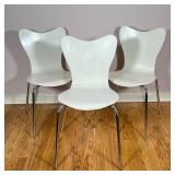 (3pc) WEST ELM CHAIRS | Three West Elm scoop back dining chairs, white bentwood seats on chrome-plat