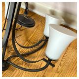 CONTEMPORARY CHANDELIER | Five arm chandelier with frosted glass shades; h. 26 x dia. 25 in.