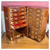 each having a drawer with fitted inserts for flatware storage (may be removable); h. 38 x w. 20 x d.