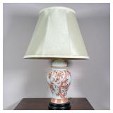 CHINESE PORCELAIN LAMP | Chinese liddid jar mounted as a lamp, with pink flowering branches and gilt