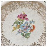 HARKER POTTERY 22K PLATE | Central floral design with 22k gold highlights, marked on the bottom - 11