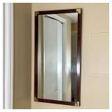 CAMPAIGN STYLE WALL MIRROR | Rectangular wall mirror with brass corner accents - 42-1/4 x 22-1/4 in.