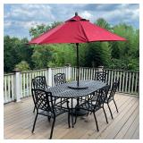 (8pc) HANAMINT PATIO FURNITURE SUITE | Outdoor dining set including a dining table (h. 28-1/2 x 84-1