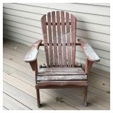 WOODEN ADIRONDACK CHAIR | Outdoor lawn / patio lounge chair; h. 30-1/2 x w. 29-1/2 x 33 in.