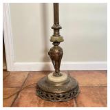 column base with alabaster rings at the bottom, with a milky glass shade - h. 65-1/4 x dia. 1
