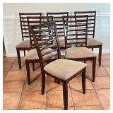(6pc) DARK WOOD DINING CHAIRS | A set of 6 ladder back side chairs with dark wood frames and simple 