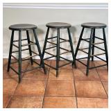 (3pc) UNION CITY STOOLS | Union City Chair kitchen counter stools, stamped on underside, with rustic