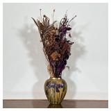 ENAMELED VASE | Flower vase of small size, enamel decorated with purple irises; h. 6 x w. 5-1/2 in.