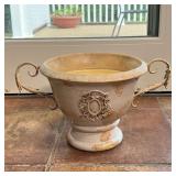 DECORATIVE TUSCAN STYLE VASE | Two handled urn style vase, "made exclusively for IMAX"; h. 9-1/4 x w