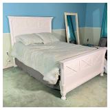 WHITE BEDFRAME | Pottery barn style, possibly Restoration Hardware, white bed frame with headboard a