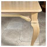 Thomasville, with one leaf, having a parquetry style top and cabriole legs; h. 29-1/2 x w. 91-1/2 x 