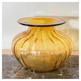 YELLOW GLASS CENTER VASE | Decorative table piece, perfect for fall! h. 10 x dia. 12 in.