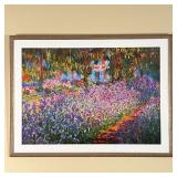 MONET FRAMED POSTER | Impressionist floral garden scene in the style of Monet, matted and framed; si