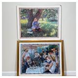 (2pc) IMPRESSIONIST ART PRINTS | Two reproduction prints of paintings, including "Luncheon of the Bo