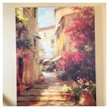 GARDEN CANVAS PRINT | Large art print showing a European promenade with flowers and trees; 50 x 40 i