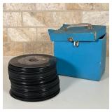 COLLECTION of 45s | Small collection of "45" vinyl records, all without sleeves and housed in a blue