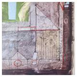 ABSTRACT GEOMETRIC PRINT | Hand embellished abstract print float mounted in a gold tone frame - 24-1