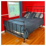 FULL SIZE METAL BEDFRAME | Black metal bed frame with headboard and footboard, mattress not included