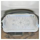 HAMMERED PEWTER TRAY | Wild Rose tray by Continental Silver Co. Inc. with side carrying handles - 12