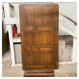 WOOD DINING TABLE | With only two legs, presently detached, no leaves; h. 29 x w. 71 x d. 32-1/2 in.