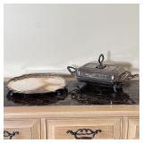 (2pc) SILVER PLATE TABLEWARE | Including a silver-plated shaped serving tray and an entree dish with