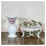 (2pc) PORCELAIN DECOR | Including a small Rosenthal vase (h. 6-3/4 in.) [with rim chip and small cra