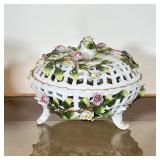an Austrian potpourri bowl with applied flower decoration (dia. 8-1/4 in.)