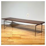 MID-CENTURY FLOATING LOW TABLE | Rosewood veneer over brushed steel frame, mid-century modern coffee