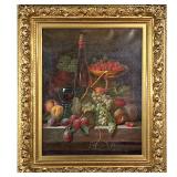 JOSEPH CORREGGIO (1810-1891) | Still Life with Grapes & Wine Oil on canvas signed faintly lower righ