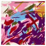 ABSTRACT LITHOGRAPH PRINT | Colorful abstract composition artwork, signed lower right, not visible b