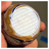 1978 art glass paperweight with iridescence, signed and dated on the bottom - w. 2-3/4 in. (approx.)