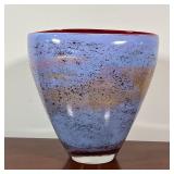 TIM LAZER ART GLASS VASE | Signed "LAZER" and dated 89 on the bottom, with lilac and gilt exterior a