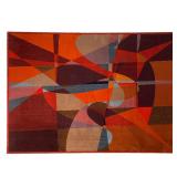 IMPRESSIVE WOOL WALL HANGING | Colorful abstract geometric patterned rug / wall hanging, no apparent