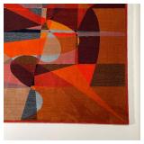 Colorful abstract geometric patterned rug / wall hanging, no apparent signature - h. 65 x 91 in.