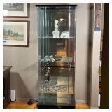 CONTEMPORARY DISPLAY CABINET | With mirrored back and glass side and front panel, with glass door op