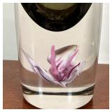 Signed and dated 88 on lower edge, tall vase with figural orchid bud in the base - h. 13-3/4 x 4-1/8